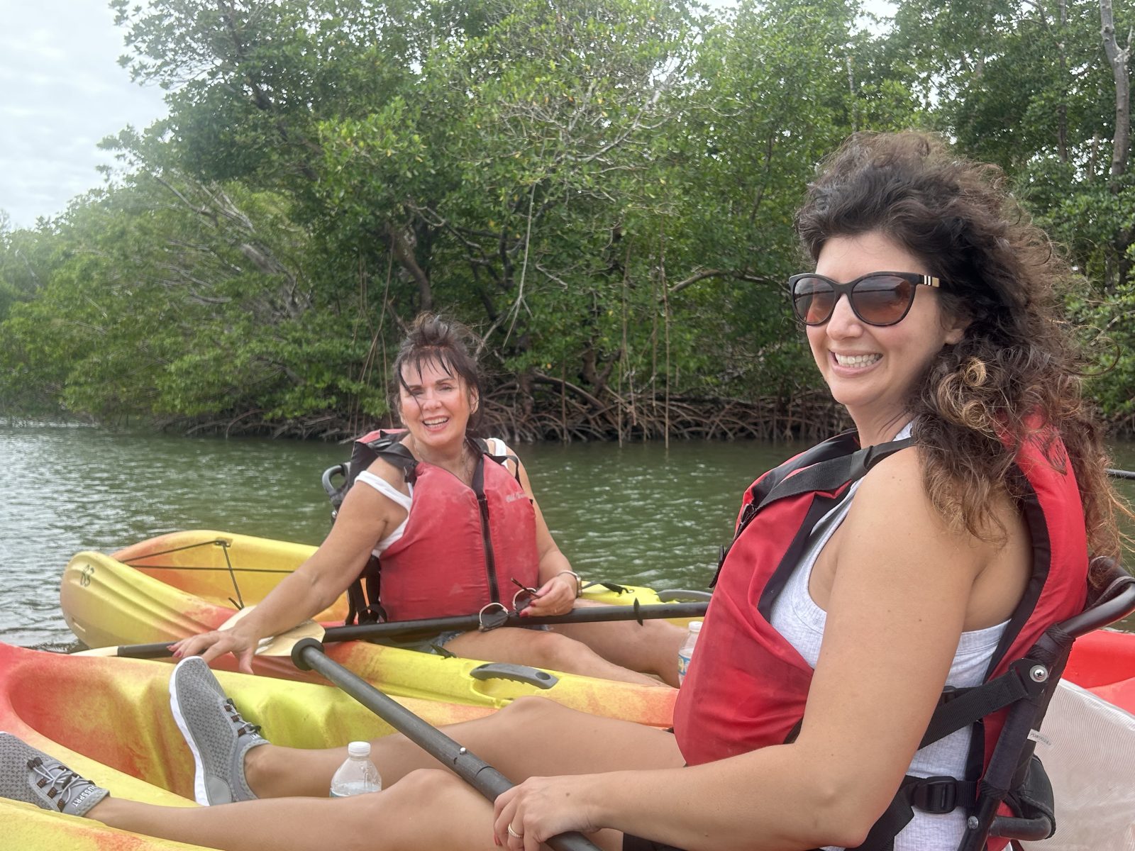My mom and I kayaking